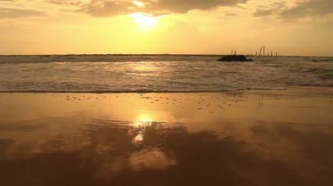 Sunset on the beach. Stock Footage 68450352