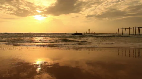 Sunset on the beach. Stock Footage 68450591