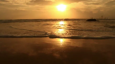 Sunset on the beach. Stock Footage 68450597