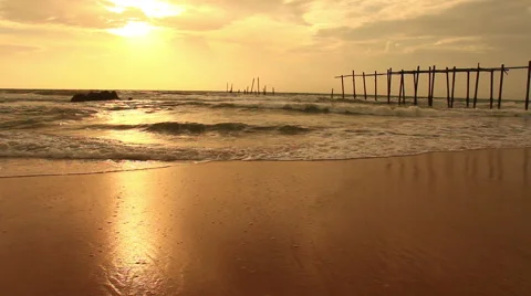 Sunset on the beach. Stock Footage 68450650