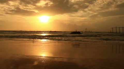Sunset on the beach. Stock Footage 68450677