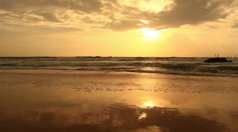 Sunset on the beach. Stock Footage 68450938