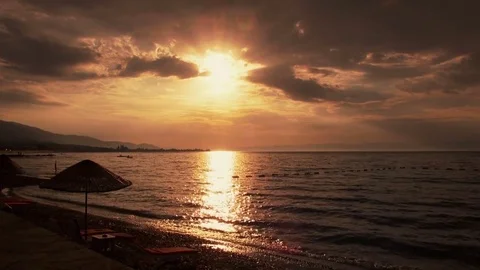 Sunset at the beach Stock Footage 72740257