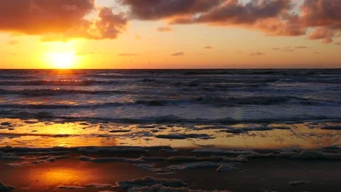 Sunset on the beach Stock Footage 74767654