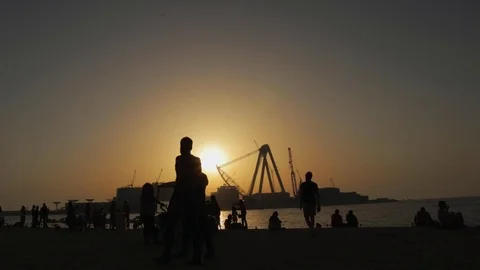 Sunset on the beach Stock Footage 75845898