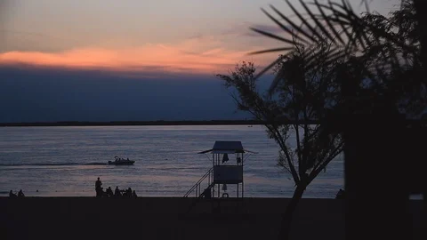Sunset on the beach Stock Footage 95686296