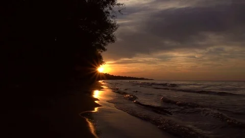 Sunset on a beach Stock Footage 98678670