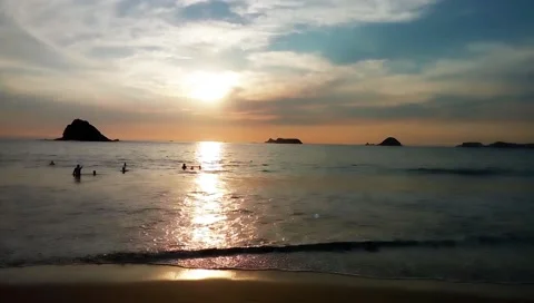 Sunset on the beach Stock Footage 130423506