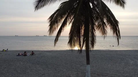 Sunset on the beach Stock Footage 243227344