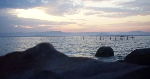 Sunset on the beach Stock Footage 246886495