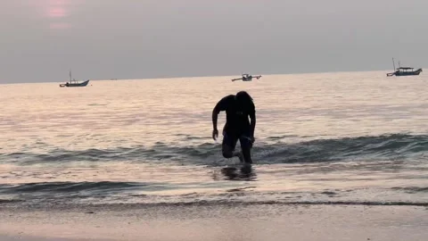 Sunset on the Beach Stock Footage 255499353