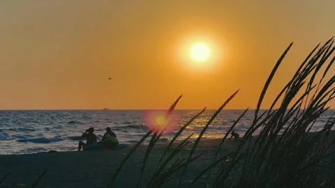 Sunset on the beach  Stock Footage 257066644