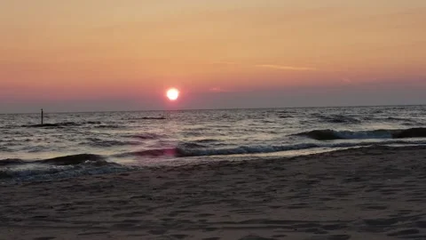Sunset on the Beach Stock Footage 260844388