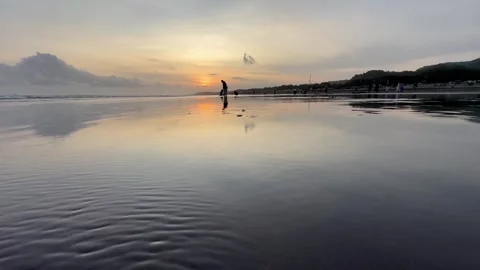 Sunset on the beach Stock Footage 296583532