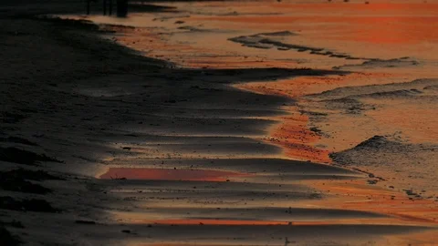 Sunset at beach with gently moving soft wave Vídeo Stock 96568929