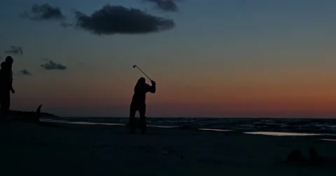 Sunset Beach Golf 4k Stock Footage 51162872
