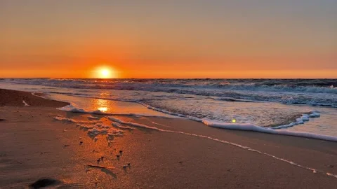 Sunset on the beach in Golubitskaya.  Stock Footage 252571942