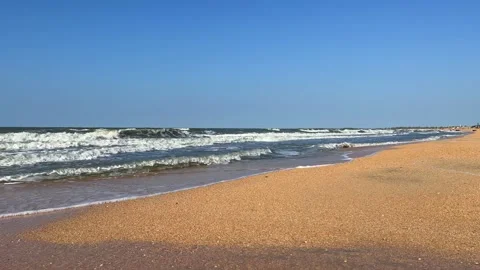 Sunset on the beach in Golubitskaya.  Stock Footage 254161493