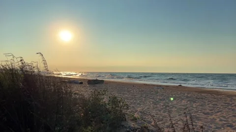 Sunset on the beach in Golubitskaya.  Stock Footage 254161522
