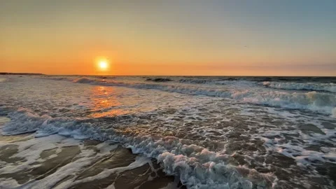 Sunset on the beach in Golubitskaya.  Stock Footage 254161864