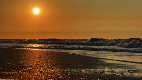 Sunset on the beach in Golubitskaya.  Stock Footage 254597591