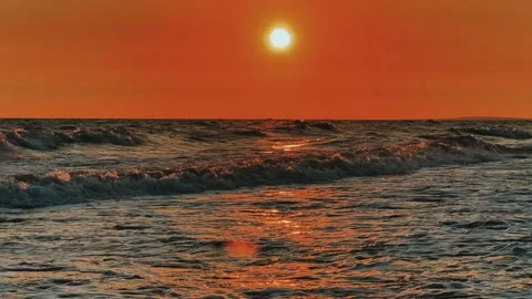 Sunset on the beach in Golubitskaya.  Stock Footage 255270467