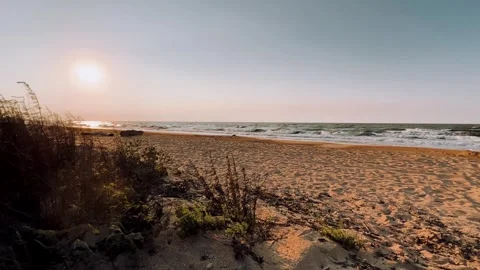 Sunset on the beach in Golubitskaya. Stock Footage 260451438