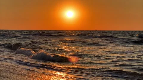 Sunset on the beach in Golubitskaya. Stock Footage 262351052