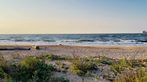 Sunset on the beach in Golubitskaya.  Stock Footage 264601208