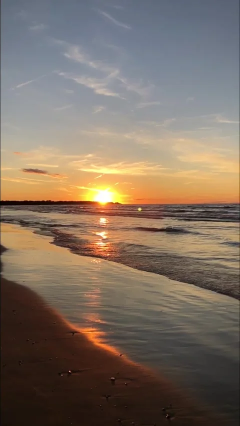 Sunset beach great lakes Canada Stock Footage 210548595