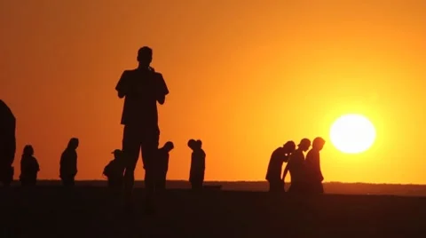 Sunset at the beach group Видео 7746003