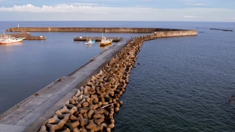 Sunset Beach Harbour Hyperlapse Chigasaki Japan Video stock 157300569