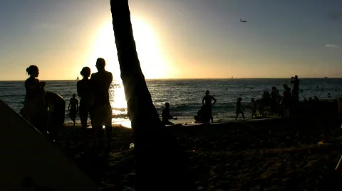 Sunset on the beach in Hawaii Stock Footage 623967