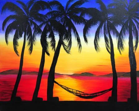 Sunset in the beach Stock Illustration