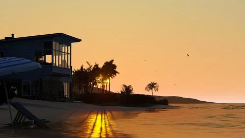 Sunset at the Beach 스톡 일러스트