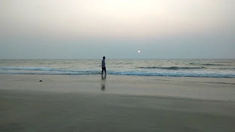 Sunset by the beach in India Stock Footage 154215508