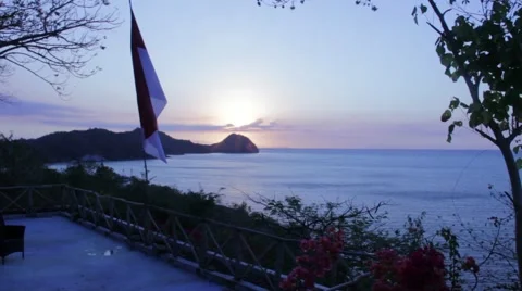 Sunset beach Indonesia Flag Stock Footage 57405842