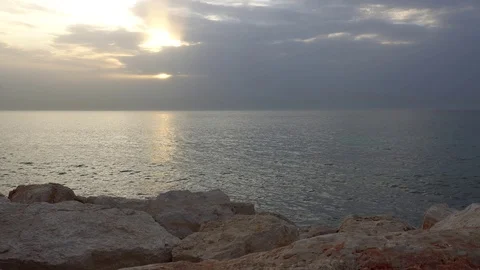 Sunset on the beach in Israel Stock Footage 88866046
