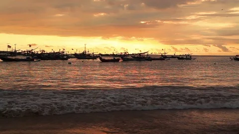 Sunset on the beach of Jimbaran. Bali 스톡 동영상 70199428