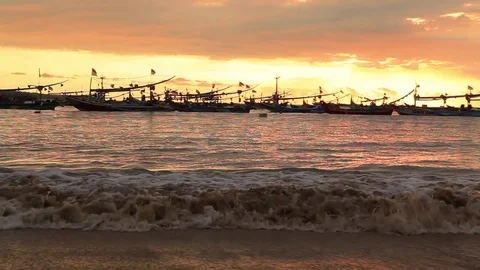 Sunset on the beach of Jimbaran. Bali 库存影片 70199913
