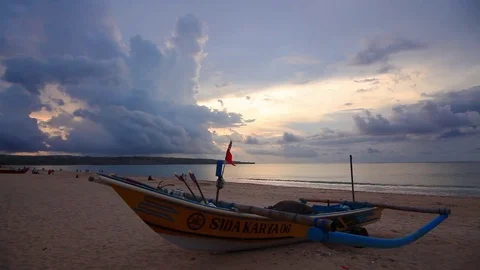 Sunset on the beach of Jimbaran. Bali Video stock 70202320