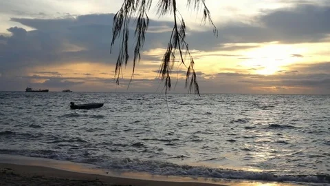Sunset on the beach at Koh Tao in Suratthani, Thailand Stock Footage 80901419