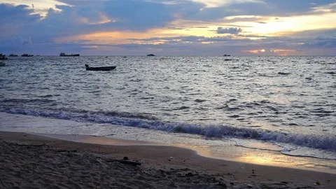 Sunset on the beach at Koh Tao in Suratthani, Thailand Stock Footage 80901477