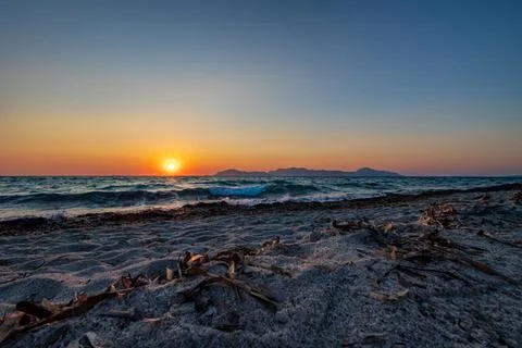 Sunset at the beach in kos Stock Photos