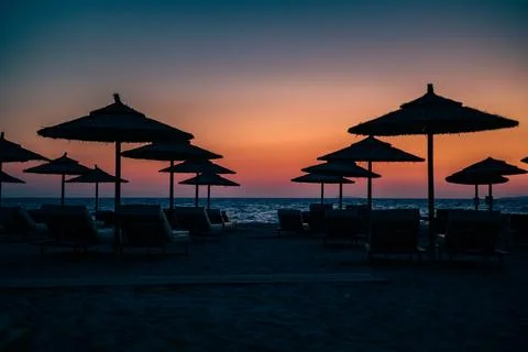 Sunset at the beach in kos Stock Photos