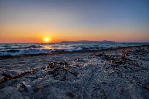Sunset at the beach in kos Stock Photos