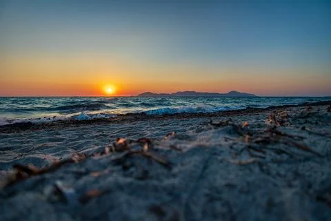 Sunset at the beach in kos Stock Photos