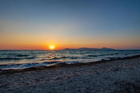 Sunset at the beach in kos Stock Photos