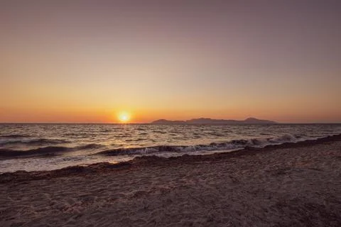 Sunset at the beach in kos Stock Photos