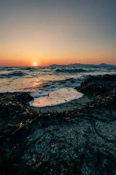 Sunset at the beach in kos Stock Photos
